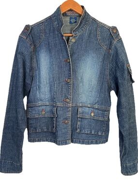 Magic Jeans Military Style Y2K Jean Jacket